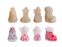 Sv.XMAS figurka 50mm {35} CENA ZA KS Sviečka zvoncek,anjel cizma 23gr