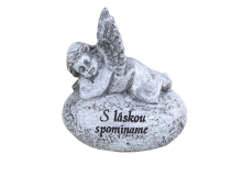 Smútočná dekorácia - Anjel na kameni " S láskou spomíname " YW23162 