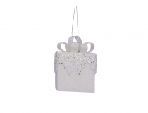 Vianočná ozdoba darček biely TG78845-1