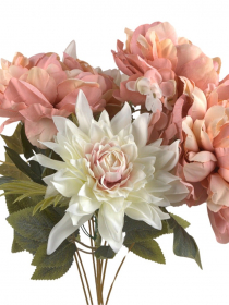 Umelá kytica dália s doplnkom x 9 24KL764 