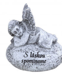 Smútočná dekorácia - Anjel na kameni " S láskou spomíname " YW23162 