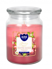 Veľká sviečka v skle s vrchnákom trojfarebná JUICY FRUITS SND99t-386