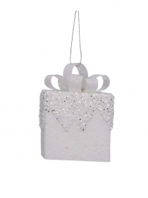 Vianočná ozdoba darček biely TG78845-1