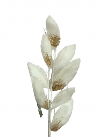 Umelý vianočný konár bielo zlaté flicové listy CV37476 