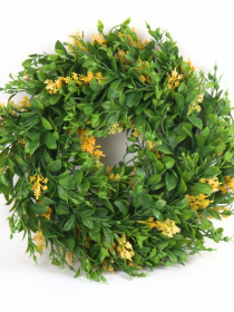 Umelý veniec buxus s žltým doplnkom 25 cm KWI-352-03732-25 