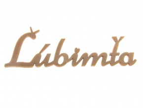 Napis drev.LUBIM TA velky 14cm