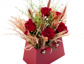 Červený flower box "Srdiečka"