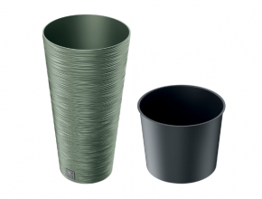 Kvetináč s vnútrom FURU ROUND SLIM pinia, zelený