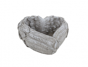 LH164 Obal srdce s kridlami kamenin. 6x13x13cm