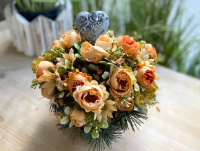 17 Smútočná ikebana oranžová " SRDCE "