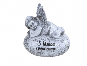 Smútočná dekorácia - Anjel na kameni " S láskou spomíname " YW23162 