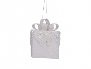 Vianočná ozdoba darček biely TG78844-1 