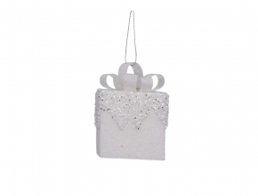 Vianočná ozdoba darček biely TG78845-1