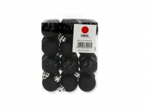 Vianočné gule čierne (1bal.) AR3-1272T24-BLACK 