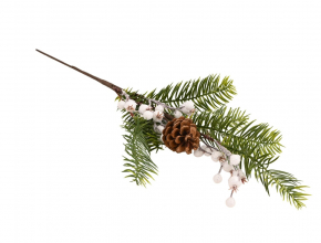 Umelý konár čačina, šiška biele bobule 56 cm WW385 