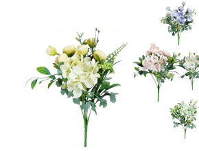 Umelá kytica ranunculus,horténzia x 5 CV17864-MIX 
