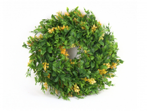 Umelý veniec buxus s žltým doplnkom 25 cm KWI-352-03732-25 