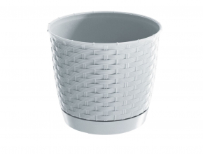 KV.DRLO165 Ratolla Kvetinac ratan s podlozkou 165x142 biela S449