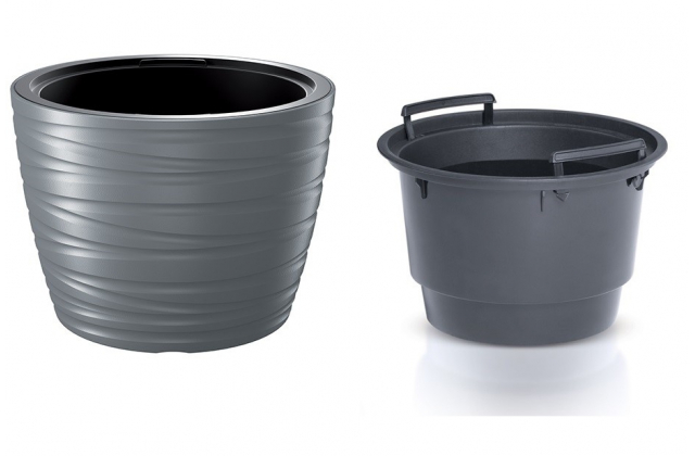 KV.DLMZ400 MAZE kvetinac s vnutrom 375x279 sivy 405U