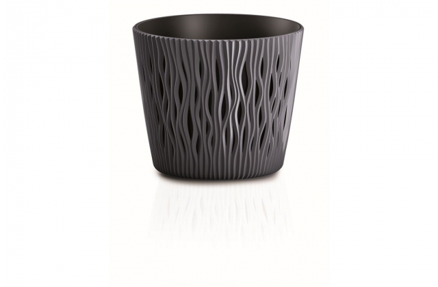 Kvetináč s podložkou DSR260 Sandy roud antracit 