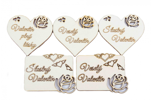 Napis drev.SRDCE,Tabulka VALENTIN 9-10cm