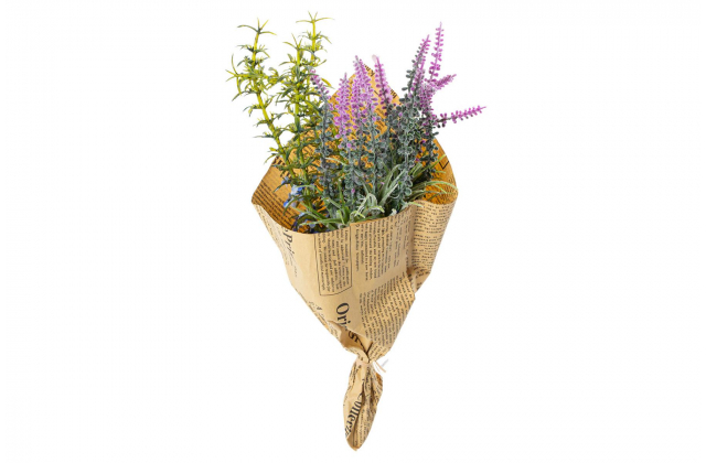 Umelá kytica / trs levanduľa, šalvia v novinách