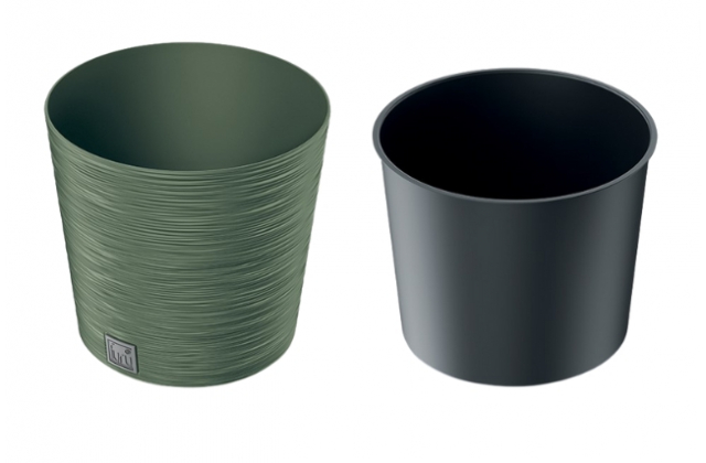 Kvetináč s vnútrom DFR250 FURU ROUND LOW zelený