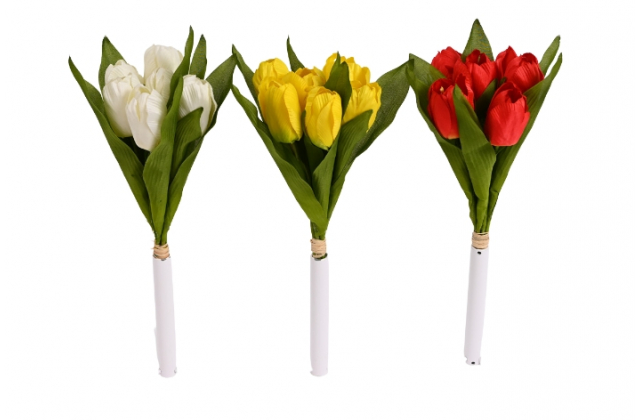 Umelá kytička tulipánov v obale x6