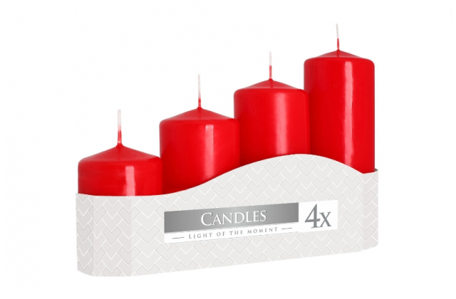 Adventná sviečka postupná 50/4 (bal.) - červená