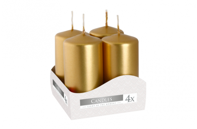 Adventná sviečka valcová 40/80 (bal.) - metal zlatá