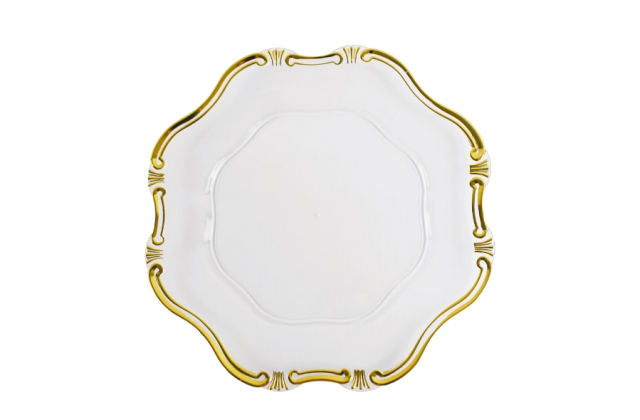 X21P030 Tanier podnos plast.transpar.zlaty okraj