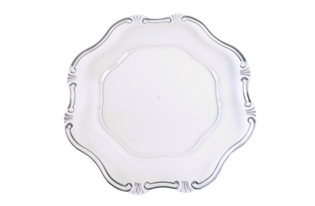 X21P031 Tanier podnos plast.transpar.strieb.okraj