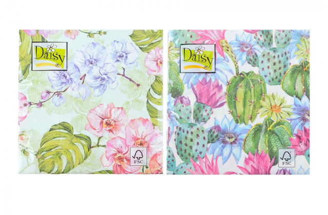 Servítky 33x33 cm monstera a kaktus