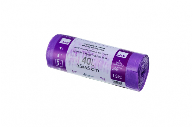 Vrecka do kosa HDPE s uchom 55x65cm/40l levandula 15ks 0048