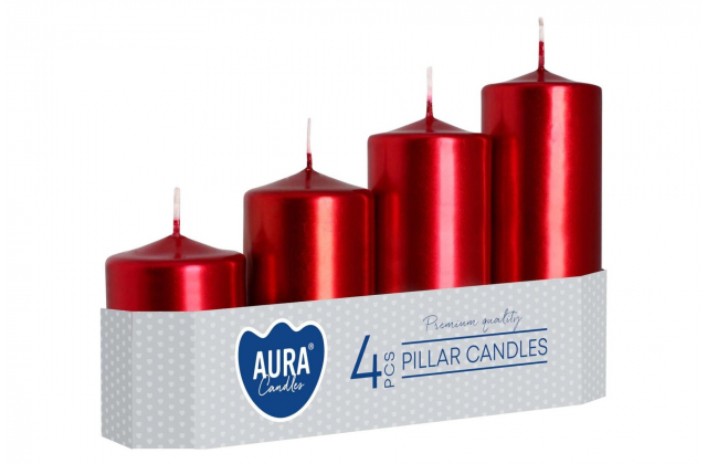 Sv. Adventná sviečka postupná 50/4 B (bal4ks) ±520gr metal červená