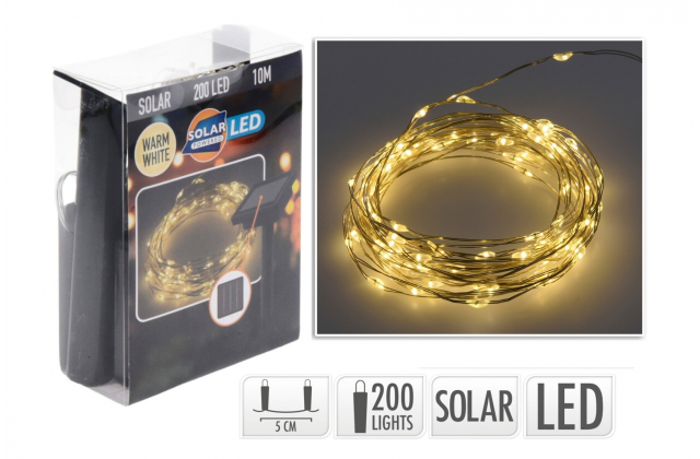 Solárna reťaz 200 LED teplé svetlo 814980 