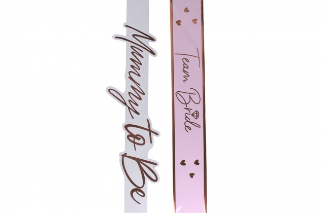 Párty papierová šerpa 10 x 85 cm MUMMY TO BE ! ,TEAM BRIDE!