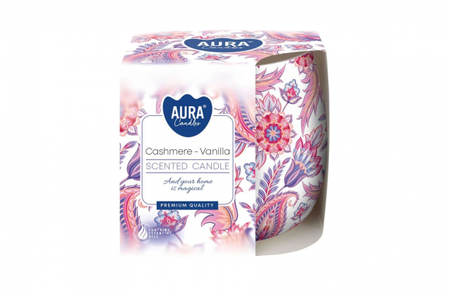 Vonná sviečka v skle so vzorom Cashmere - Vanilka SN71S-61