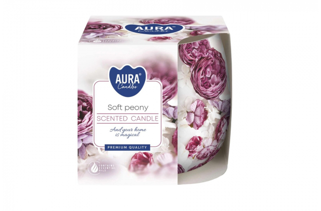 Vonná sviečka v skle so vzorom Soft peony SN71S-62 