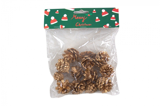 Dekoračné šišky (1bal.) CV34279-2 zlaté