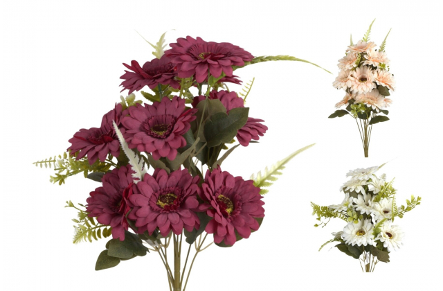 Umelá kytica ležatá gerbera s doplnkom x 9 CV32244