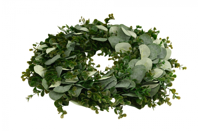 Umelý veniec buxus a eukalyptus populus 47 cmYW734B