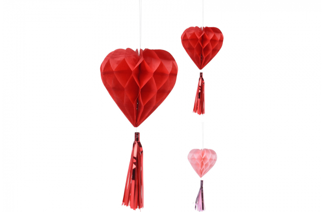 113823 Závesná papierová dekorácia srdce (1bal.) 491007830