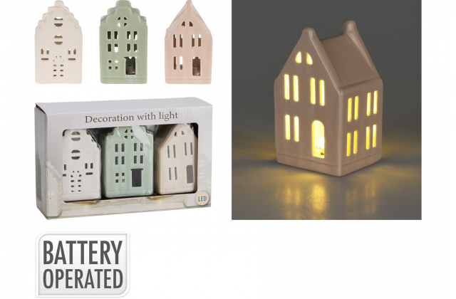 976671 Dekoračný keramický LED domček (1sa) 252731240