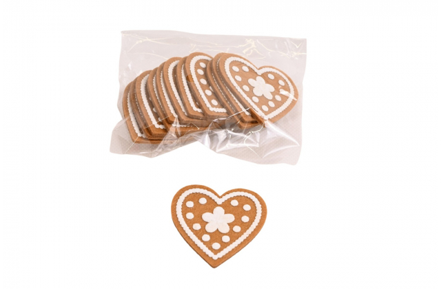 Vianočná dekorácia medovníkové srdce textil (1bal.) OU103