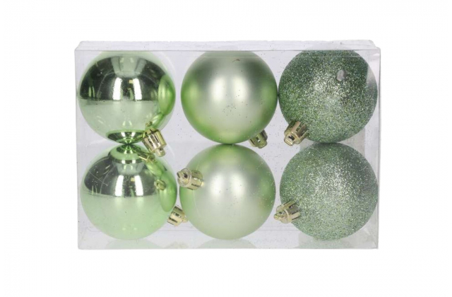 Vianočné gule svetlo zelené 6 cm (1bal.) TG80125-7