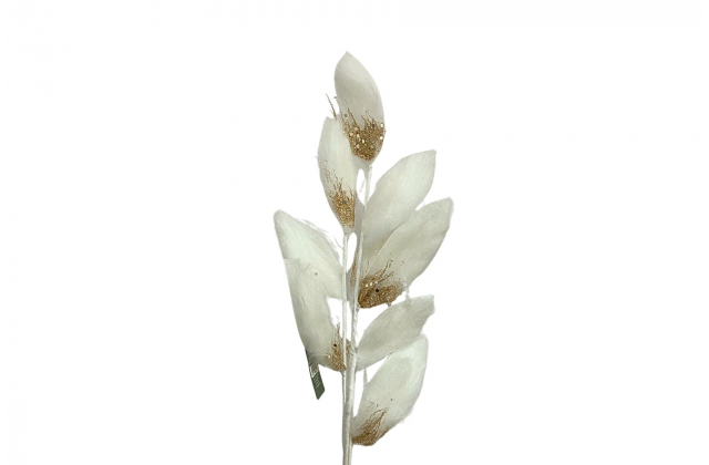 Umelý vianočný konár bielo zlaté flicové listy CV37476 