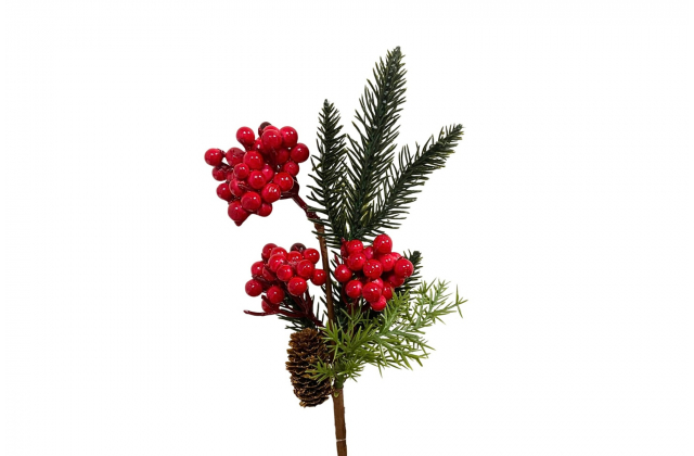 Umelý vianočný zapich bobule, čačina, šišky CV37147 