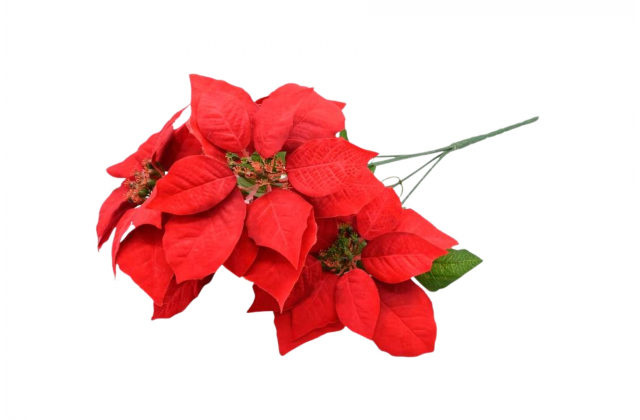 Umelá kytica vianočná ruža x5 červená CV28909