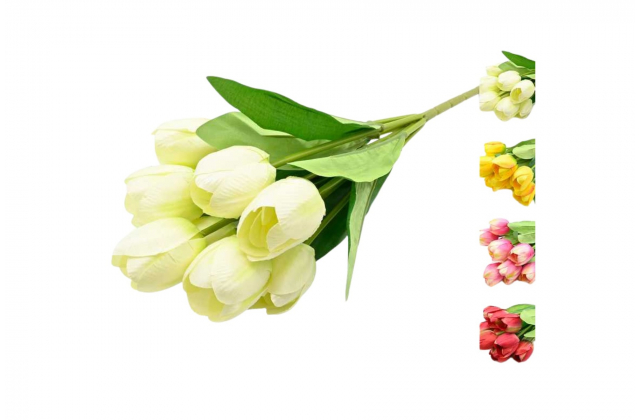 Umelá kytica látkových tulipánov x9 CV31221-MIX